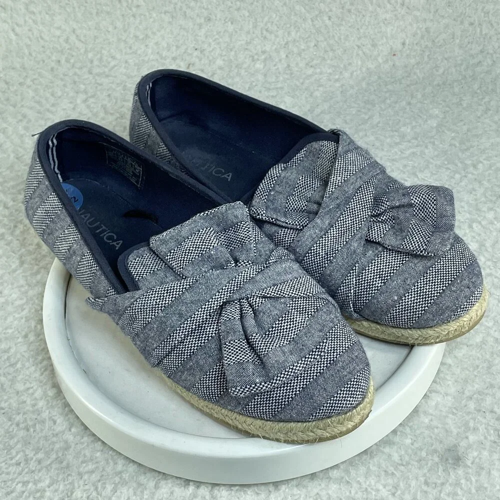 Nautica Shoes Womens 6.5 Blue Canvas Plated Fiber Sole Espadrilles Flats SlipOn